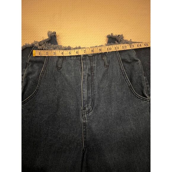 Forever21 Dark Wash Wide Leg Distressed Hem Denim Jeans Women's Size 26 FLAW - Picture 5 of 16